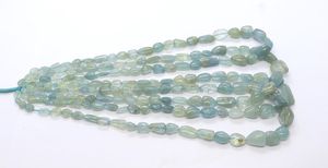 Perles de pierres précieuses en aigue-marine naturelle, forme pépites lisses, perles d'aigue-marine naturelle en pépites simples, 17 pouces, forme roulée - Product Image 6