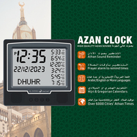 Horloge de prière musulmane avec affichage LCD, horloge de bureau avec alarme, calendrier Hijri, horloge numérique, horloge Azan