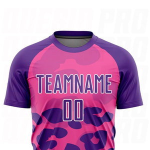 Camiseta de Fútbol Personalizada, Estampado de Leopardo Morado y Rosa, Sublimada, Absorbente de Humedad, 100% Poliéster, Unisex, Adulto, Manga Corta - Product Image 4