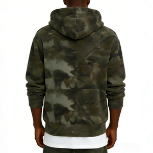 Sudadera con capucha y cremallera para hombre, de felpa francesa de 220g, lavado vintage, con bloques de color, de algodón, unisex, gruesa, cómoda, elegante y personalizable - Product Image 2