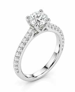 Anillo de Compromiso con Diamante Cultivado en Laboratorio de 2.20CT, Oro Blanco de 14KT, Corte Redondo, Engaste Pavé, para Mujer - Product Image 4