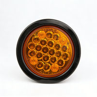 Feux arrière ronds ambre rouges de 4 pouces, 24 LED, pour remorque, camion, feux stop et clignotants, 12-30V, étanches avec œillets