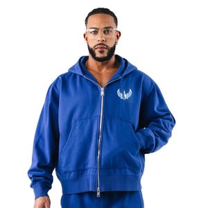 Sudadera con Capucha Azul Rey para Hombre, con Cierre Completo, Manga Larga, Informal, Deportiva, para Entrenamiento, con Bolsillos - Product Image 1