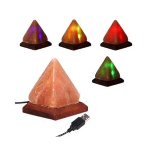 Mini lampe de sel de l'Himalaya USB en forme de pyramide - Forme géométrique sculptée écologique avec matériaux organiques - Style Amour - Sian Enterprises - Product Image 6