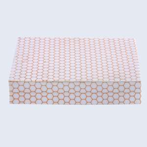 Boîte de rangement rectangulaire blanche et orange à motif hexagonal, organisateur de bijoux en carton 0-1L - Product Image 3