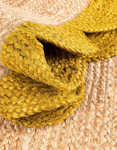 Alfombra Decorativa de Yute con Borde Festoneado Amarillo, Tejida a Mano, para Pasillo, Cocina o Estilo Rústico - Product Image 5