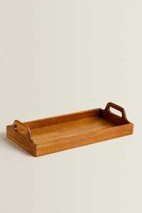 Bandeja Otomana Moderna de Madera de Nogal con Asas, Bandeja de Servicio para Decoración de Sala de Estar, Idea de Regalo para el Hogar, Artesanía MS, Paquete Multipiezas - Product Image 4