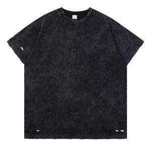 Camiseta de Hombre con Lavado Ácido, Oversize, Cuello Redondo, Algodón, Estilo Vintage, Ropa Casual de Moda Urbana, Tendencia del Mercado Estadounidense - Product Image 5