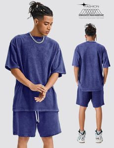 Conjunto de Verano para Hombre, 2 Piezas, Camiseta y Pantalones Cortos Casuales, 100% Algodón Transpirable, Teñido Liso, 300g - Product Image 2