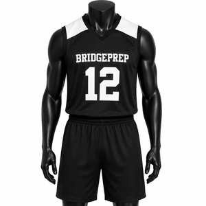 Conjunto de Camiseta de Baloncesto Negra para Hombre Bridgeprep, Cuello en V, Sin Mangas, Absorbe la Humedad, Ajuste Atlético, Ropa Deportiva para Adultos - Product Image 1