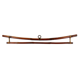 Line Smoked Bamboo Eco-Friendly Vintage Tapestry Hangers 12" Wide Double Loop Style 99 Gold Data Violet 6 <b>Hooks</b> Self-Adhesive - Product Image 4