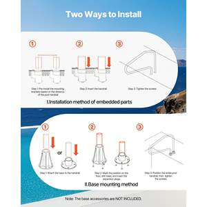 Barandilla de Acero Inoxidable Resistente para Piscina de 48 x 32 Pulgadas, Capacidad de Carga de 220 Libras, Pasamanos para Natación con Soldadura Sin Costuras, para Parques Acuáticos - Product Image 5