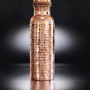 Textured <b>Copper</b> <b>Drinking</b> <b>Bottle</b> With Lid - Product Image 3