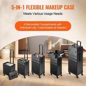 Valigia Professionale per Trucco con Ruote 5 1/2 Pollici, Organizer da Viaggio Extra Large in Alluminio, Nuova Valigetta di Lusso per Cosmetici - Product Image 3