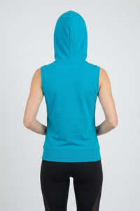 Women Gym Workout Wear Full Zipper Sleeveless Hoodie Yoga Fitness Sporty Style Hooded Tank <b>Top</b> Women's Jogging Wear Singlet <b>Top</b> - Product Image 2