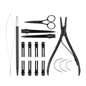 Kit de Herramientas Profesionales de Acero Inoxidable de Grado Quirúrgico para Extensiones de Cabello: Alicates Nano Micro Ring, Enhebrador de Bucles y Aguja de Tracción - Product Image 1