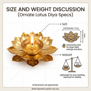 Handcrafted Golden Lotus Metal Diya Decorative Oil Lamp Traditional <b>Indian</b> Pooja Article Festival <b>Home</b> <b>Decor</b> Wholesale Suppliers - Product Image 6