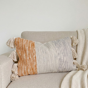 Decorative Tassels Woven Pillow Shams Hotel Grade Handloom 20x20 Durable Striped <b>Sofa</b> Pillow <b>Covers</b> Made in India - Product Image 5