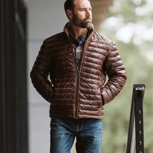 Veste en cuir pour homme de qualité supérieure, 100% cuir d'agneau véritable, respirante, imperméable, tissu tricoté, teinture unie, fermeture éclair, élégante - Product Image 6