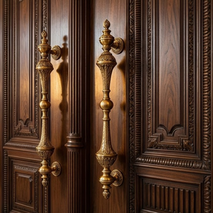 Poignée de tirage robuste en laiton massif de 26 pouces pour entrée principale |   Matériel de quincaillerie de porte résidentielle extérieure HI SAFE |   Finition PVD moderne - Product Image 3