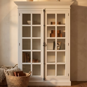 Vitrina de Madera de Teca Sólida, Ecológica y Duradera, con Puerta de Vidrio, para Almacenamiento y Exhibición, Clásica para Sala de Estar o Dormitorio - Product Image 2