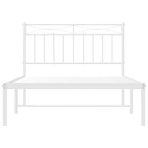 Cadre de lit double en acier blanc thermolaqué, lit rectangulaire en métal - Product Image 5