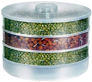 Recipiente de germinación de semillas de plástico de 3 niveles con tapa, contenedor manual para germinación de semillas, kit de germinación con tapa de acero inoxidable. - Product Image 1
