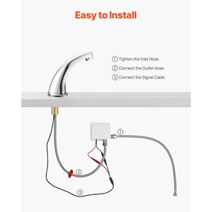 Rubinetto Automatico per Lavabo Bagno con Sensore di Movimento, Senza Contatto, a Batteria, Acqua Fredda, con Copertura Foro, Miscelatore - Product Image 4