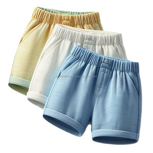 Shorts décontractés pour garçons sur mesure pantalons tricotés en coton taille élastique respirant short pour garçons solide imprimé rayé enfants - Product Image 4