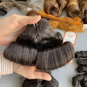 Extensiones de cabello de trama rizada de huevo de Color negro Natural grado 12A cabello humano crudo de alta calidad proveedor mayorista vietnamita