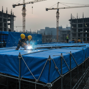 Bâche ignifuge résistante aux flammes avec œillets renforcés, stabilisée aux UV, en polyéthylène pour la couverture de camions et de conteneurs - Product Image 5