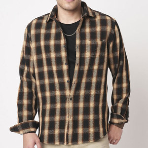 Camisa Clásica de Franela para Hombre, Antiarrugas, Casual, con Botones, Manga Larga, 2 Bolsillos en el Pecho y Puños Ajustables, para Verano - Product Image 1