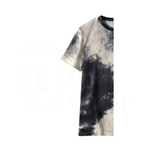 Camiseta de Punto Tie-Dye para Hombre, Manga Corta, Cuello Redondo, Corte Regular, Casual, con Diseño Azul y Negro - Product Image 6
