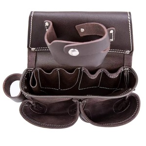 Brown <b>Leather</b> <b>Tool</b> Belt With Multiple Pockets And Adjustable Strap For Workshop Equipment Storage - Product Image 6