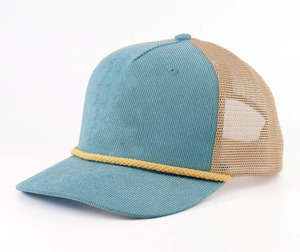 Gorra Trucker de Pana de 5 Paneles con Malla Trasera y Cuerda Trenzada, Estilo Vintage, Perfil Medio, Estructurada, Personalizable al por Mayor - Product Image 2