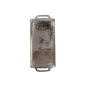 Plateaux décoratifs pour restaurant, grands plateaux rectangulaires de présentation en argent avec poignées, fournitures pour événements et fêtes, plateaux personnalisés avec impression de logo - Product Image 1