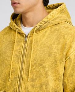 Sudadera Unisex con Capucha y Cremallera, Color Amarillo Sólido, Corte Regular, Casual, Manga Larga, con Bolsillos, Tejido de Felpa, para Invierno, Antiarrugas Digital - Product Image 5