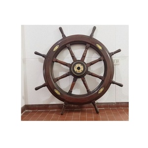 Wooden <b>Ship</b> <b>Wheel</b> Maritime Compass Feature Created to Complement Coastal Decorating with Refined Nautical Tradition - Product Image 1