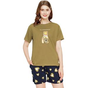 Ensemble deux pièces d'été pour femme : T-shirt et short en maille polyester/coton respirant, léger, imprimé et brodé, personnalisable de haute qualité - Product Image 4