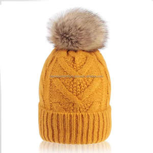 Bonnets en acrylique chauds de haute qualité pour adultes, bonnets en tricot épais en cachemire, chapeaux d'hiver personnalisés pour femmes - Product Image 2