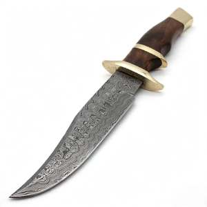 Handcrafted Damascus Steel Butcher <b>Slicing</b> Knife <b>Wood</b> Brass Handle Kitchen Tool - Product Image 3