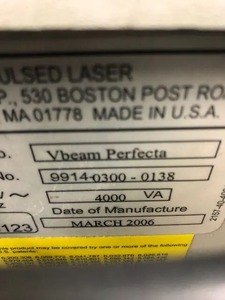 Laser à teinture pulsée Candelaa VBeam Perfecta 595nm d'occasion en bon état - Product Image 4