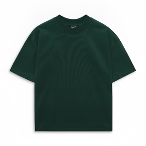 เสื้อยืดคอกลมสีเขียวเข้มสำหรับผู้ชายแบบถักเนื้อผ้าเรียบสไตล์ลำลอง - Product Image 3