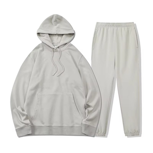 Fournisseur de vêtements pour homme, vêtements de sport, beige, créez votre propre survêtement, ensemble de survêtement décontracté pour homme en 2 pièces avec capuche - Product Image 3