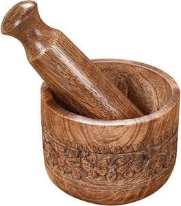 Classic Wooden Mortar And Pestle Set Traditional Kitchen Tool For <b>Grinding</b> Spices Herbs And Making Herbal <b>Paste</b> - Product Image 3