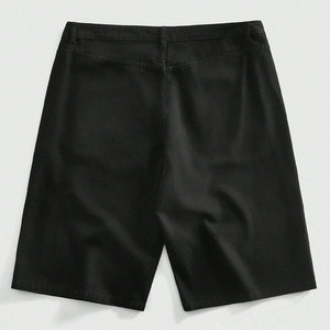 Shorts Bermuda en Coton Noir pour Homme avec Broderie Étoile Blanche, Taille Mi-Haute, Fermeture Boutonnée, Style Décontracté, Motif Géométrique - Product Image 2