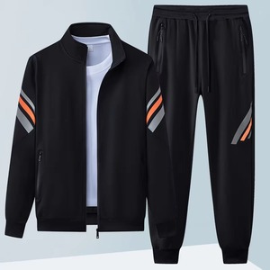 Custom Printed Lightweight Mens Athletic Two Stripe Red Full <b>Zip</b> <b>Hooded</b> Tracksuit Wholesale 2 Piece Fleece Jogger Set - Product Image 1