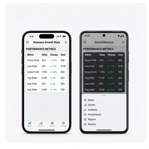 Aplicación Royalcraft Business Growth Stats – Análisis, seguimiento de KPI, información sobre ingresos y tablero de rendimiento para iOS/Android - Product Image 3