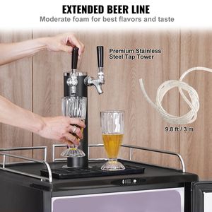 Dispenser di Birra a Doppio Rubinetto con Cilindro CO2, Vassoio Raccogligocce, Kegerator con Controllo Temperatura 32-75.2 Fahrenheit, Refrigeratori e Raffreddatori - Product Image 5