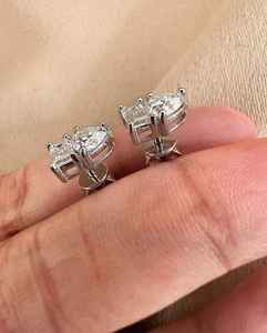 Moissanite Emerald & Heart Cut Diamond <b>Stud</b> <b>Earrings</b> For Women's 925 <b>Silver</b> With Fine Jewelry Engagement for Bridles Gift - Product Image 5